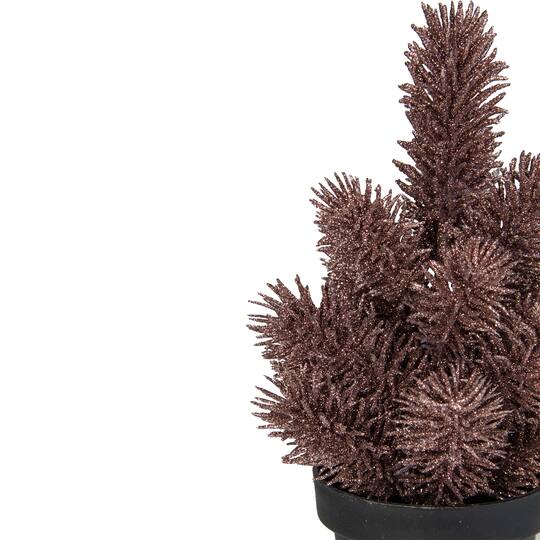 8.5" Unlit Glittered Pine Artificial Potted Christmas Tree